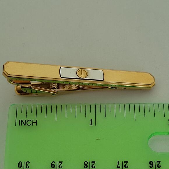 Dunhill Vintage Two Tone Tie Clasp Clip Bar Gold Silver Retro Logo Minimalistic - Picture 8 of 8